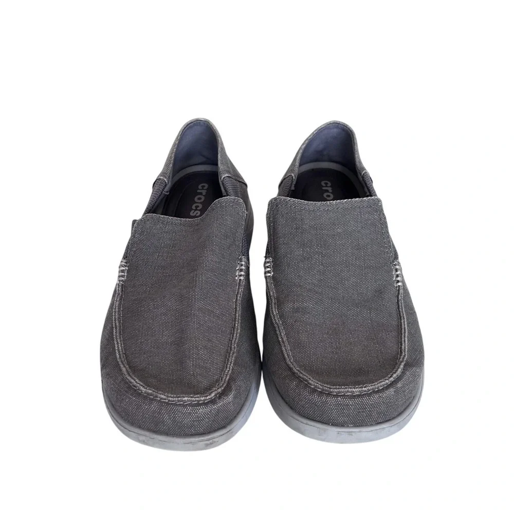 Crocs Mens Santa Cruz Canvas Slip On Loafers Size 13 Gray Casual Moc Toe Shoes